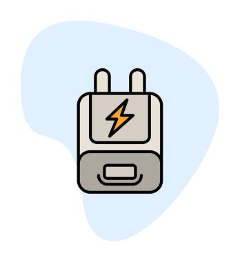 Adaptör simgesi. özet güç dolgu vektör rengi düz izole 