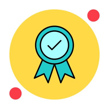 Onaylanmış madalya simgesi, vektör illüstrasyonu.