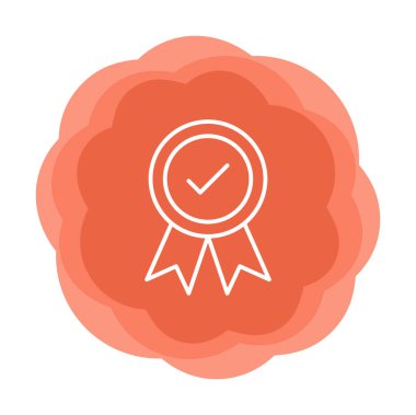 Onaylanmış madalya simgesi, vektör illüstrasyonu.