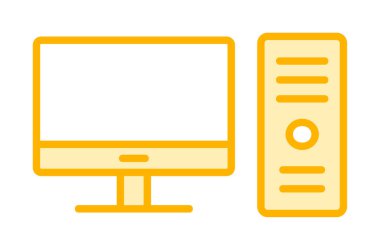 masaüstü bilgisayar simgesi tasarımı, düz işaret, vektör ve illüstrasyon