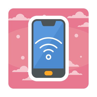 Akıllı telefon kablosuz interneti. Web simgesi basit illüstrasyon