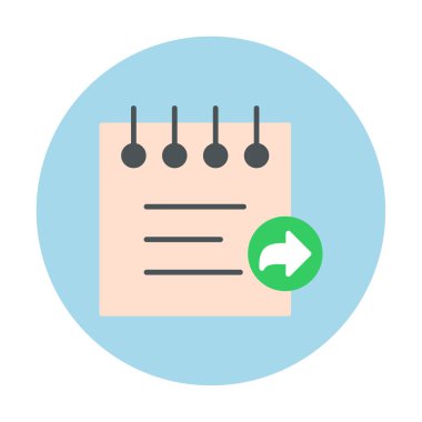 Basit not defteri arayüzü simgesi, vektör illüstrasyonu