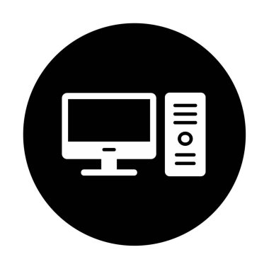 masaüstü bilgisayar simgesi tasarımı, düz işaret, vektör ve illüstrasyon