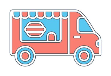 Beyaz arkaplanda yiyecek kamyonu vektör çizimi