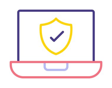 Güvenli dizüstü bilgisayar ikonu vektör çizimi