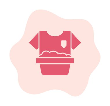 Çamaşır yıkama simgesi, vektör illüstrasyonu