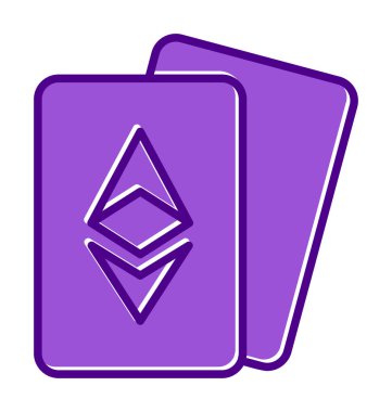 ethereum kartları simgesi, vektör illüstrasyonu