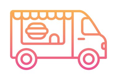 Beyaz arkaplanda yiyecek kamyonu vektör çizimi