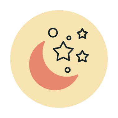 Ay ve yıldızlar. Web simgesi basit illüstrasyon