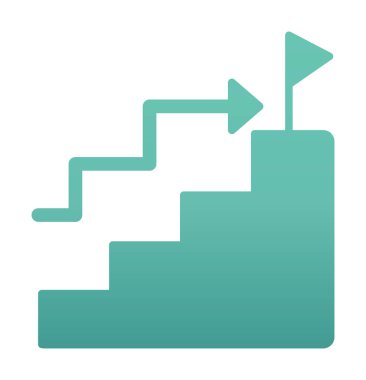 Hedef başarı vektör simgesi. Merdivenler ve bayrak illüstrasyon sembolü.  