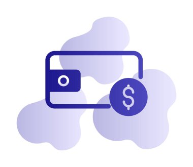 Para simgesi ve vektör illüstrasyonlu cüzdan