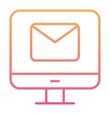 Beyaz arkaplanda bilgisayar e- posta vektör illüstrasyonu