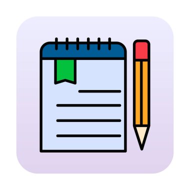 not defteri simgesi soyut arkaplan vektöründe izole edildi