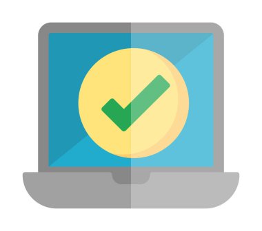 Dizüstü bilgisayardaki işaret simgesini kontrol et, vektör illüstrasyonuName 