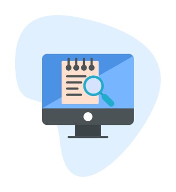 Bilgisayar simgesini ara. Bilgisayar ve büyüteç işareti. Bilgisayar sembol bul. 