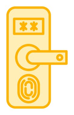 Parmak izi Kapı Koruma Simgesi Vektör İllüstrasyonu