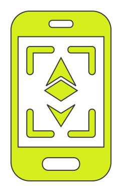 Telefon ekranındaki Ethereum simgesi, vektör sembolü