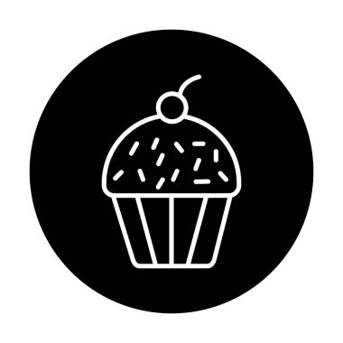 Kek renkli ikon, kek klipsi sanat, vektör illüstrasyonu