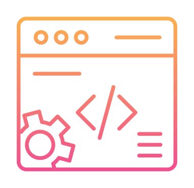 Düz biçimde web geliştirme simgesi. yazılım ve web sitesi sembolleri                           