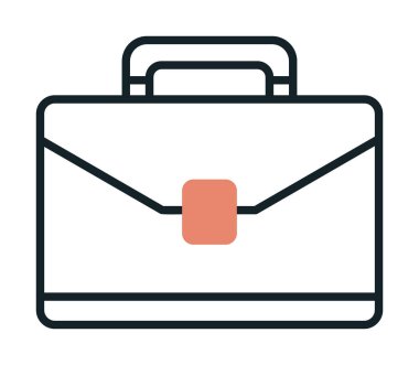 Evrak çantası vektör düz simgesi. İş durumu simgesi, bavul emojisi, vektör illüstrasyonu