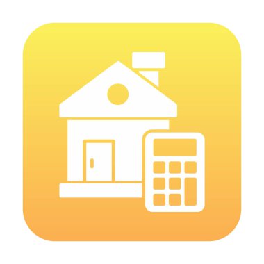 Ev Maliyeti Hesaplayıcı Simgesi, Renkli Vektör İllüstrasyonu