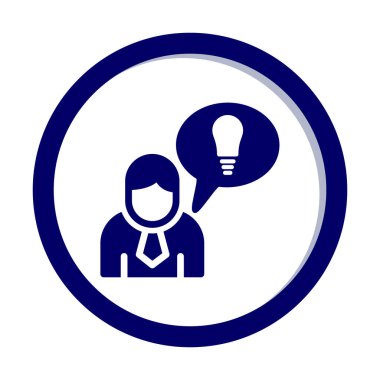 Fikri olan iş adamı, ampul ikonu vektör illüstrasyonu