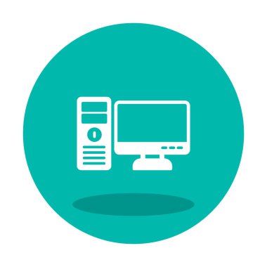 masaüstü bilgisayar simgesi tasarımı, düz işaret, vektör ve illüstrasyon