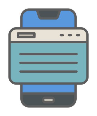 Basit Akıllı Telefon Tarayıcı simgesi, vektör illüstrasyonu