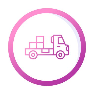 Web ve mobil uygulama tasarımınız için kutu simgesi vektörü olan kamyon, dağıtım kamyonu logosu konsepti