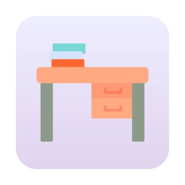 Çalışma masası simgesi, vektör illüstrasyonu basit tasarım