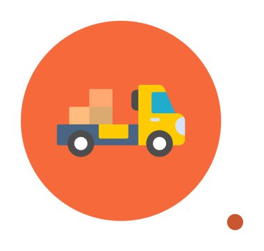 Web ve mobil uygulama tasarımınız için kutu simgesi vektörü olan kamyon, dağıtım kamyonu logosu konsepti