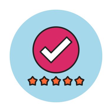 işaretleme işareti ve beş yıldız simgesi, vektör illüstrasyonu