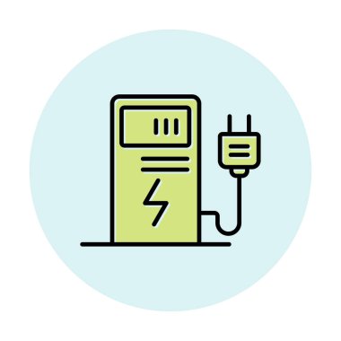 Elektrik Şarj İstasyonu ikon vektör çizimi