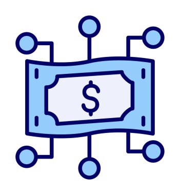 Dolar işareti, vektör illüstrasyonlu dijital para simgesi 