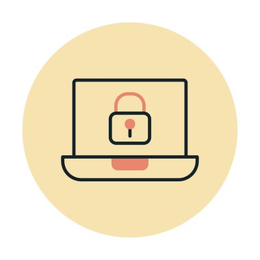 Dizüstü bilgisayar ekranına kilitle. Güvenlik kavramı vektör illüstrasyonu