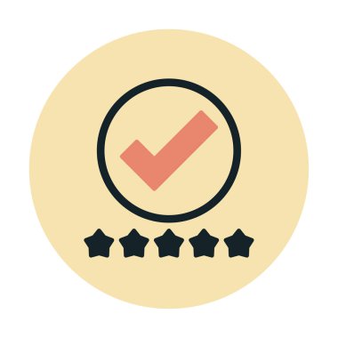 işaretleme işareti ve beş yıldız simgesi, vektör illüstrasyonu