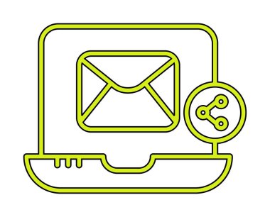 E- posta simgesi olan dizüstü bilgisayar. vektör illüstrasyonu 