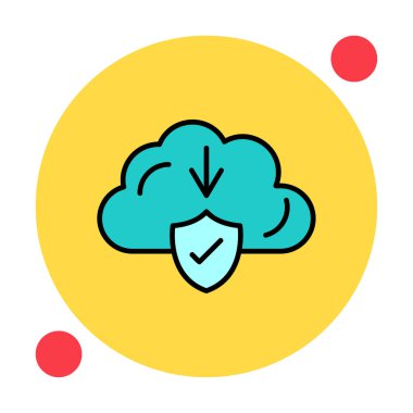 Basit Bulut İndirme simgesi, vektör illüstrasyonu