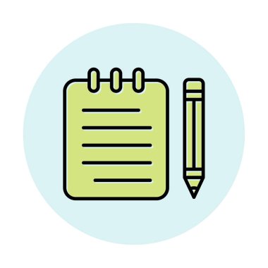 Basit not defteri arayüzü simgesi, vektör illüstrasyonu