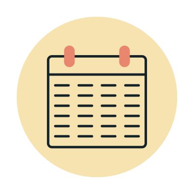 Takvim düzlüğü simgesi, vektör illüstrasyonu 