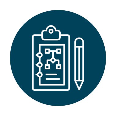 Kalem simgesi, vektör illüstrasyonlu pano üzerinde plan 