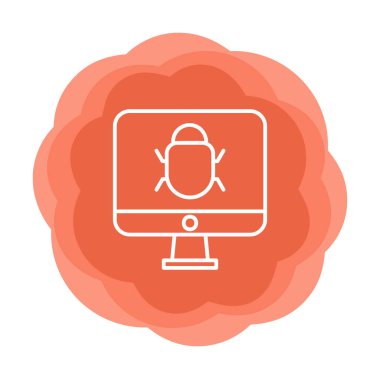 Bilgisayar monitöründe anti virüs. Web simgesi basit tasarım