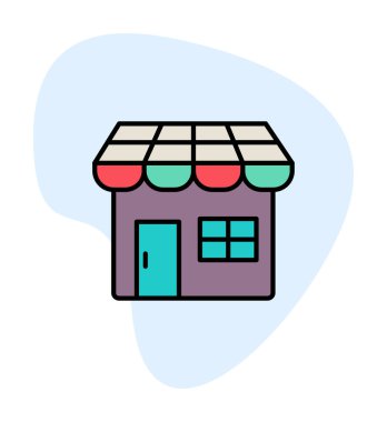 Dükkan cephesi simgesi, vektör illüstrasyonu