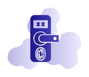 Parmak izi Kapı Koruma Simgesi Vektör İllüstrasyonu