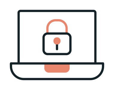 Dizüstü bilgisayar ekranına kilitle. Güvenlik kavramı vektör illüstrasyonu