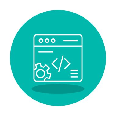 Düz biçimde web geliştirme simgesi. yazılım ve web sitesi sembolleri                           