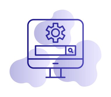 Beyaz arkaplanda Bilgisayar Arama Motoru vektör çizimi