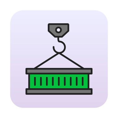 Girder ağ simgesi. Yapı konsepti, vinç kancası, çelik kiriş, vektör çizimi