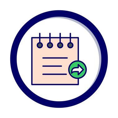 Basit not defteri arayüzü simgesi, vektör illüstrasyonu