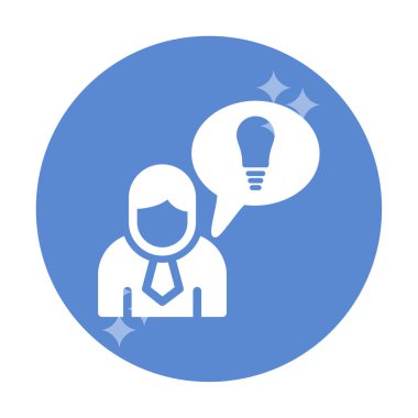 Fikri olan iş adamı, ampul ikonu vektör illüstrasyonu